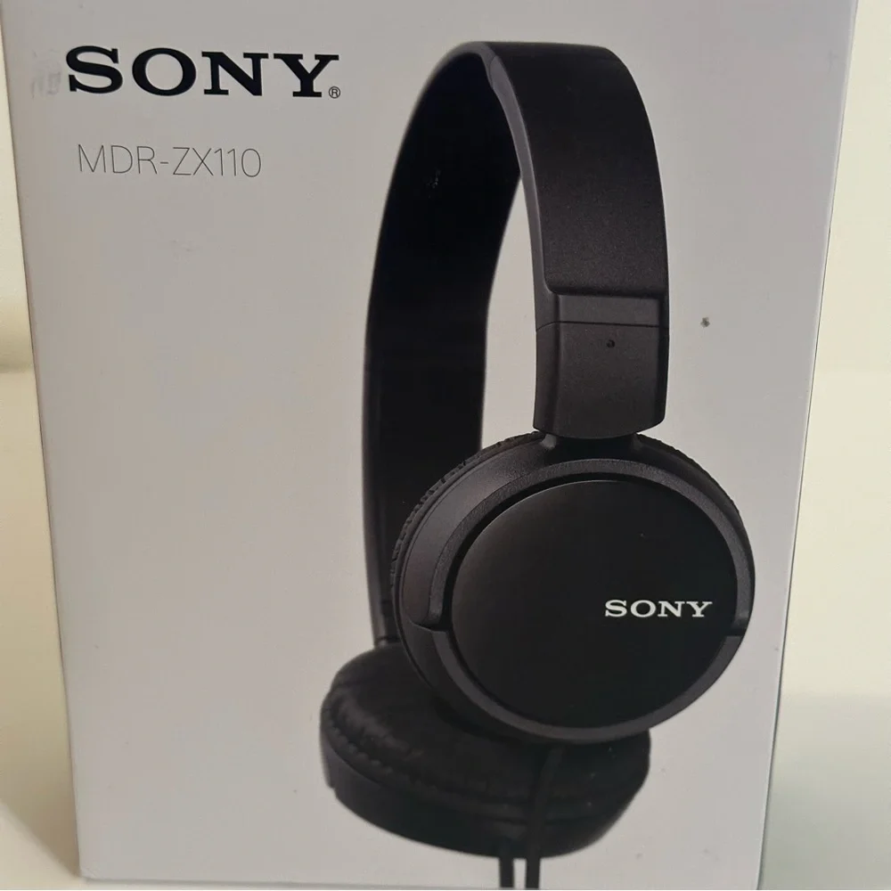 Sony MDR-ZX110 ZX Series Wired Over Ear Headphones- Black Folding Style NEW